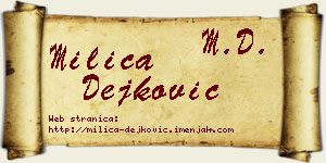 Milica Dejković vizit kartica